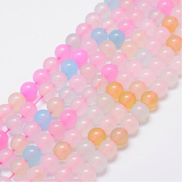 

PandaHall Natural Chalcedony Beads Strands, Dyed, Round, Mixed Color, 8mm, Hole: 1mm, about 48pcs/strand, 14.96 inch(38cm) Natural Gemstone..., Multicolor