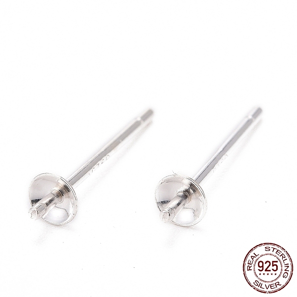 

PandaHall 925 Sterling Silver Stud Earring Findings, Silver, Tray: 3mm, 13mm, pin: 0.7mm Sterling Silver Silver