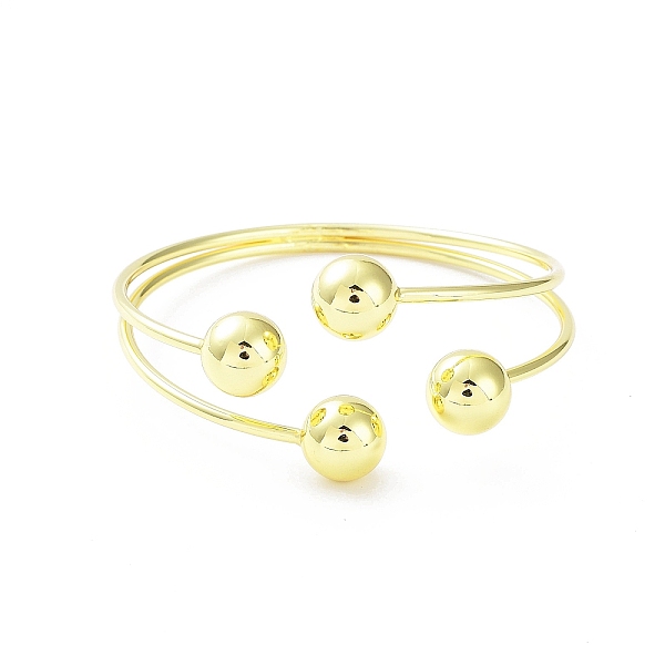 

PandaHall Rack Plating Brass Round Ball Beded Cuff Bangle for Women, Long-Lasting Plated, Lead Free & Cadmium Free, Real 18K Gold Plated...
