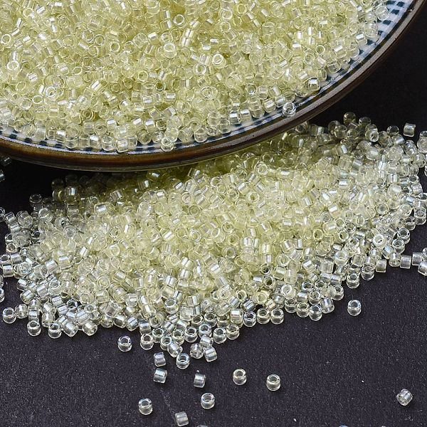 

PandaHall MIYUKI Delica Beads, Cylinder, Japanese Seed Beads, 11/0, (DB1676) Pearl LIned Transparent Pale Yellow AB, 1.3x1.6mm, Hole: 0.8mm...