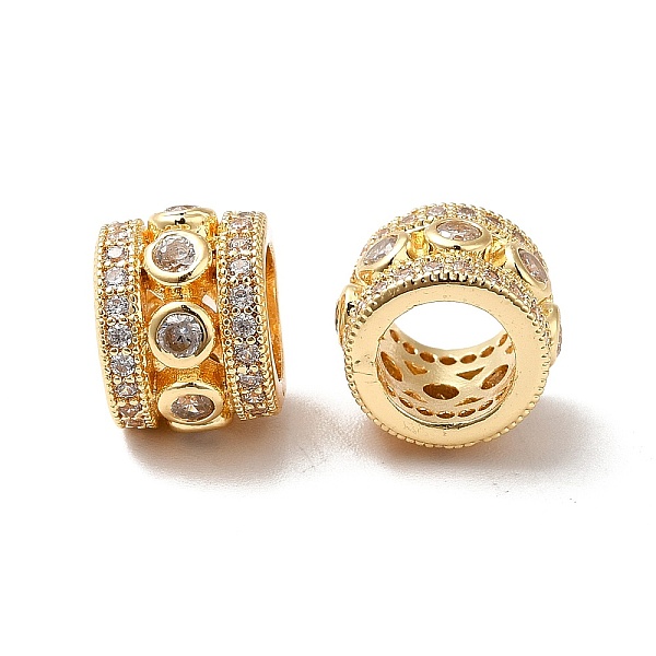 

PandaHall Brass Cubic Zirconia Large Hole Beads, Real 18K Gold Plated, Column, Clear, 11x8.5mm, Hole: 7mm Brass+Cubic Zirconia Column Clear