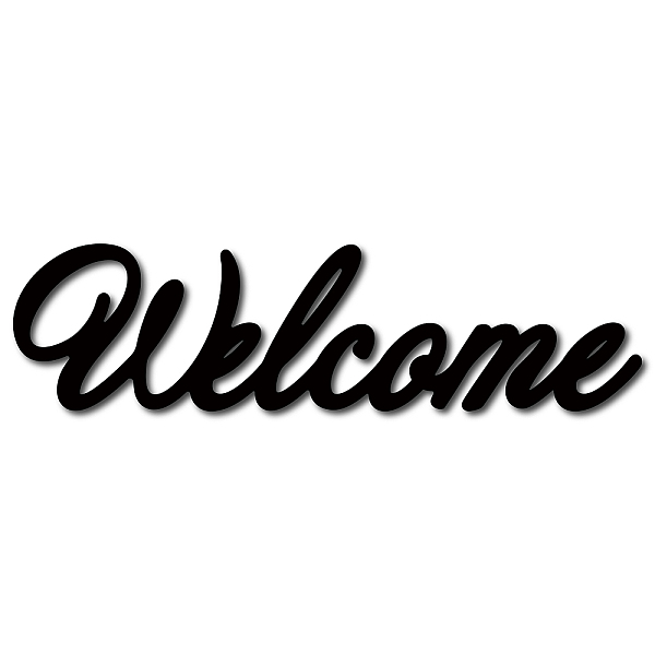 

PandaHall Laser Cut Basswood Wall Sculpture, for Home Decoration Kitchen Supplies, Word Welcome, Black, 300x80x5mm Wood Word Black