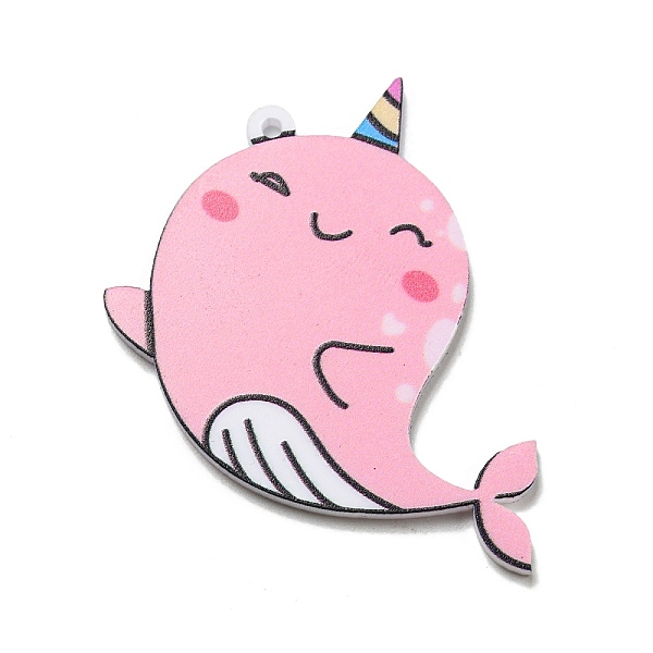 

PandaHall Acrylic Pendants, Whale, Pink, 40x43x2mm, Hole: 1.6mm Acrylic Whale Pink