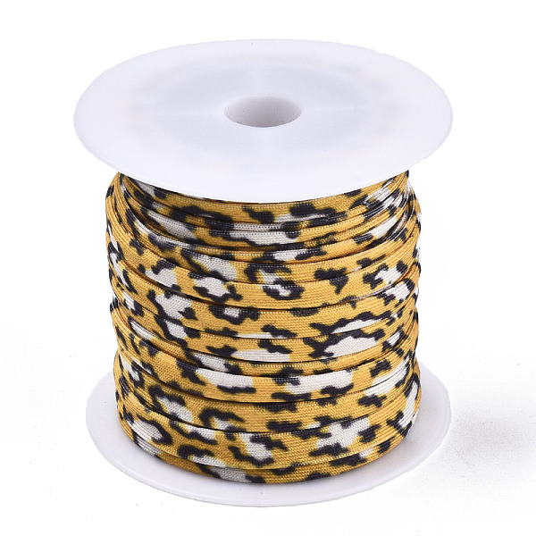 

PandaHall Flat Polyester Elastic Cord, Webbing Garment Sewing Accessories, Gold, 5mm, about 3.28 yards(3m)/roll Elastic Fibre Flat Gold