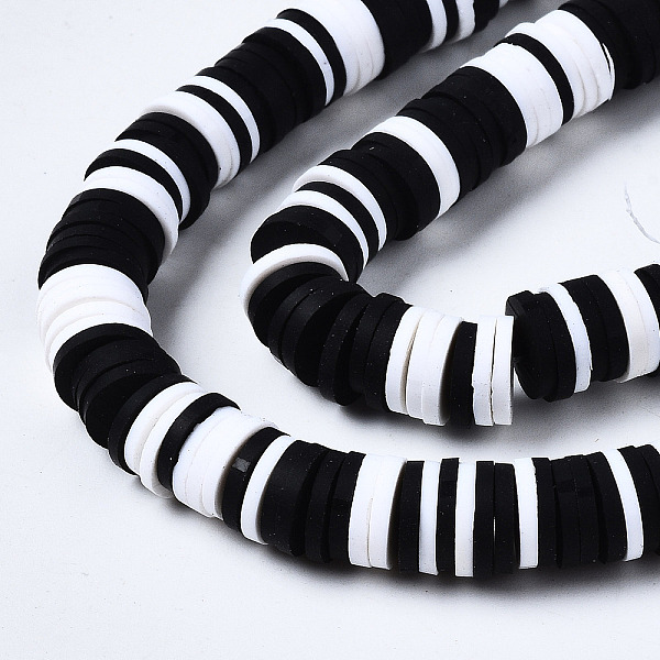 

PandaHall Handmade Polymer Clay Beads Strands, for DIY Jewelry Crafts Supplies, Heishi Beads, Disc/Flat Round, Black, 8x0.5~1mm, Hole: 2mm...