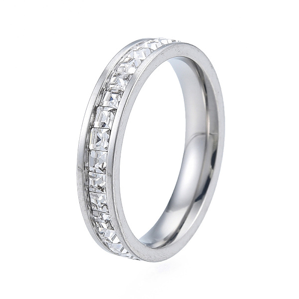 

PandaHall Crystal Rhinestone Finger Ring, 201 Stainless Steel Jewelry for Women, Stainless Steel Color, Inner Diameter: 17mm Stainless...