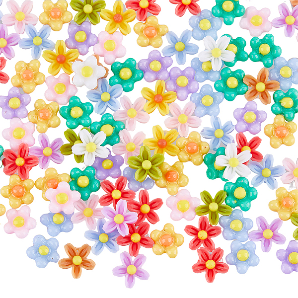 PandaHall SUPERFINDINGS 340Pcs 14 Styles Resin Flower Cabochons Flatback Cabochons Flower Beads for Nail Art Accessories Phone Case Making...