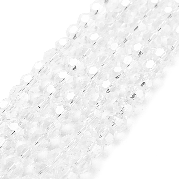 

PandaHall Electroplate Transparent Glass Beads Strands, Faceted(32 Facets), Round, Pearl Luster Plated, Clear, 6mm, Hole: 1mm, about...