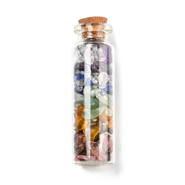 

PandaHall Transparent Glass Wishing Bottle Decoration, Chakra Healing Bottles, Wicca Gem Stones Balancing, with Natural Mix Gemstone Beads...