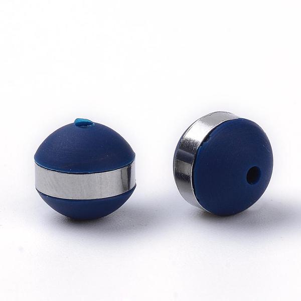 

PandaHall Silicone Beads, with 201 Stainless Steel Findings, Round, Marine Blue, 8mm, Hole: 1.5mm Silicone Round Blue