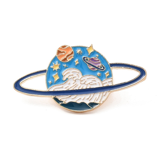 

PandaHall Enamel Pins, Light Gold Alloy Badge for Backpack Clothes, Planet & Star & Ocean, 22x41.5x2mm Alloy+Enamel Planet