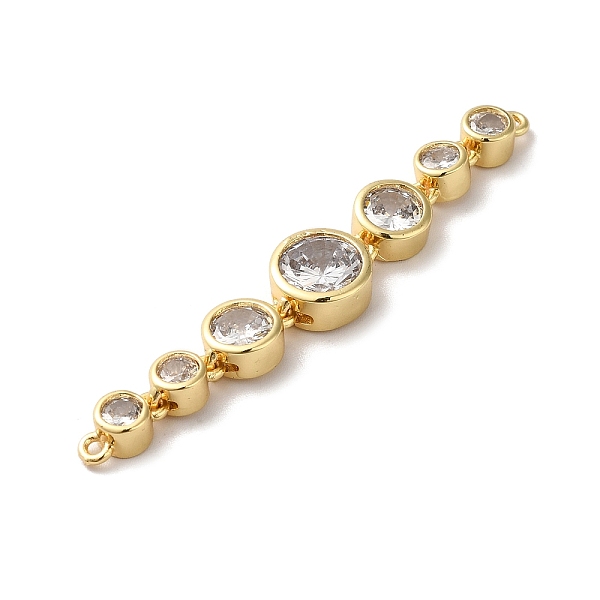 

PandaHall Eco-Friendly Rack Plating Brass Clear Cubic Zirconia Connector Charms, Long-Lasting Plated, Lead Free & Cadmium Free, Flat Round...