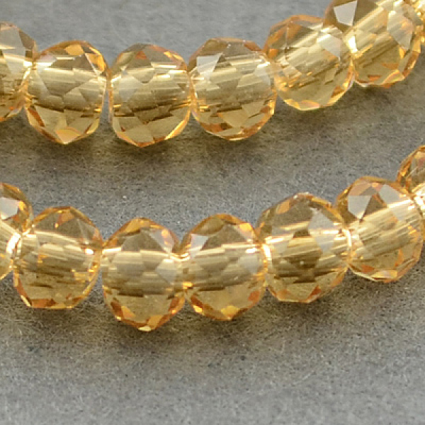 

PandaHall Transparent Glass Beads Strands, Faceted, Rondelle, Sandy Brown, 3x2mm, Hole: 0.5mm, about 145~150pcs/strand, 34~35cm Glass...