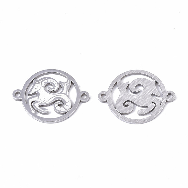 

PandaHall 201 Stainless Steel Links connectors, Constellations, Flat Round, Stainless Steel Color, Capricorn, 21x16x1mm, Hole: 1.4mm 201...
