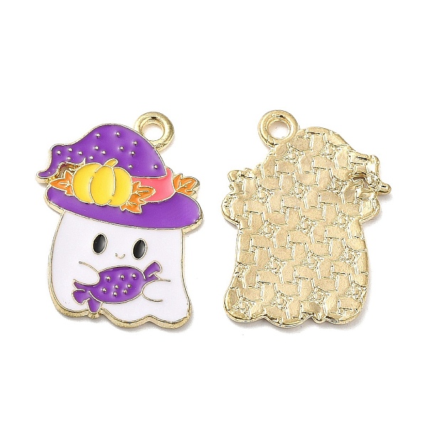 

PandaHall Halloween Theme Alloy Enamel Pendants, Golden, Ghost, 24x17.5x1mm, Hole: 1.8mm Alloy+Enamel Ghost