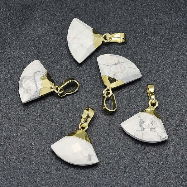 

PandaHall Natural Howlite Pendants, with Long-Lasting Plated Brass Findings, Faceted, Triangle, Golden, 14~15x15~16x5mm, Hole: 3.5x5.5mm...
