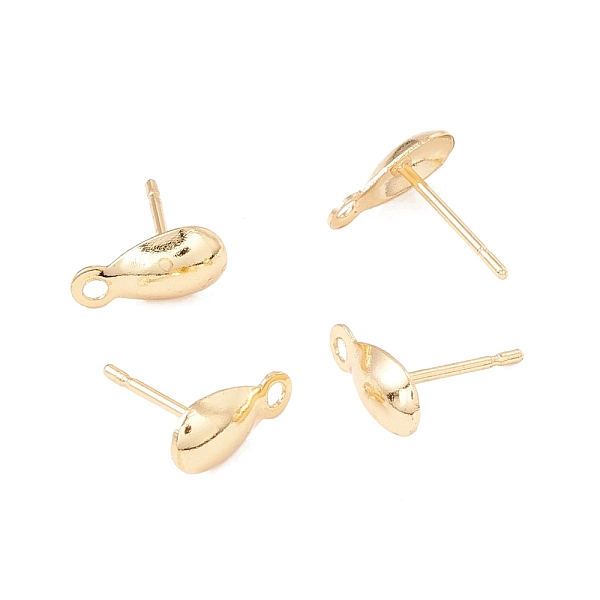 

PandaHall 304 Stainless Steel Stud Earring Findings, with Horizontal Loop, Teardrop, Real 18K Gold Plated, 10x5mm, Hole: 1.2mm, Pin: 0.8mm...