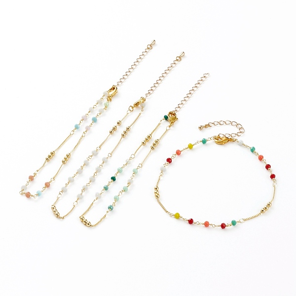 Faceted Glass Beaded Anklets