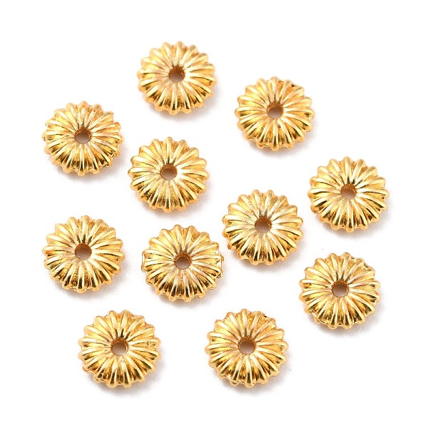 

PandaHall Rack Plating Alloy Beads, Cadmium Free & Lead Free, Long-Lasting Plated, Flat Flower, Golden, 6x1.5mm, Hole: 0.9mm Alloy Flower