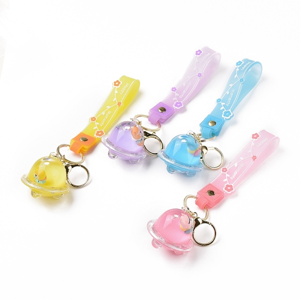 

PandaHall Acrylic Spaceship Keychain, with Light Gold Tone Alloy Lobster Claw Clasps, Iron Key Ring and PVC Plastic Tape, Mixed Color, 21cm..., Multicolor
