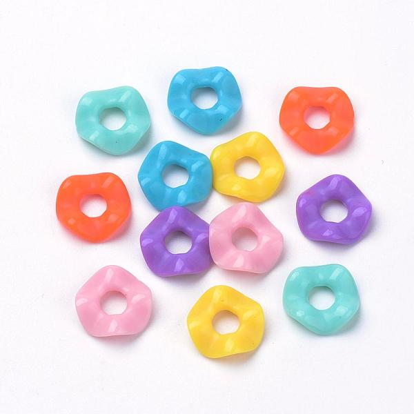 

PandaHall Opaque Acrylic Beads, Donut, Mixed Color, 13x3mm, Hole: 4.5mm, about 2100pcs/500g Acrylic Donut Multicolor