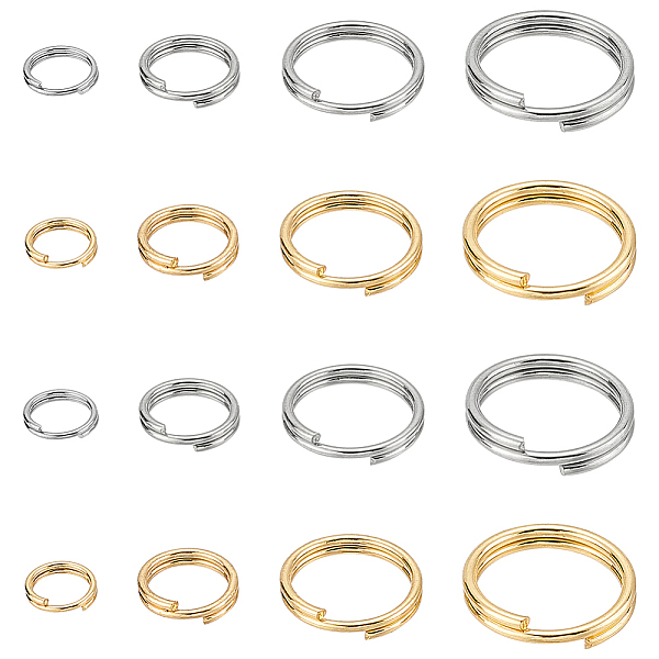 

PandaHall SUNNYCLUE 240pcs 8 Styles 304 Stainless Steel Split Rings, Double Loops Jump Rings, Golden & Stainless Steel Color, 5~12x1~2mm...