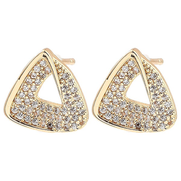 

PandaHall Brass Micro Pave Clear Cubic Zirconia Triangle Stud Earrings for Women, Light Gold, 13x13.5mm Cubic Zirconia Triangle Clear