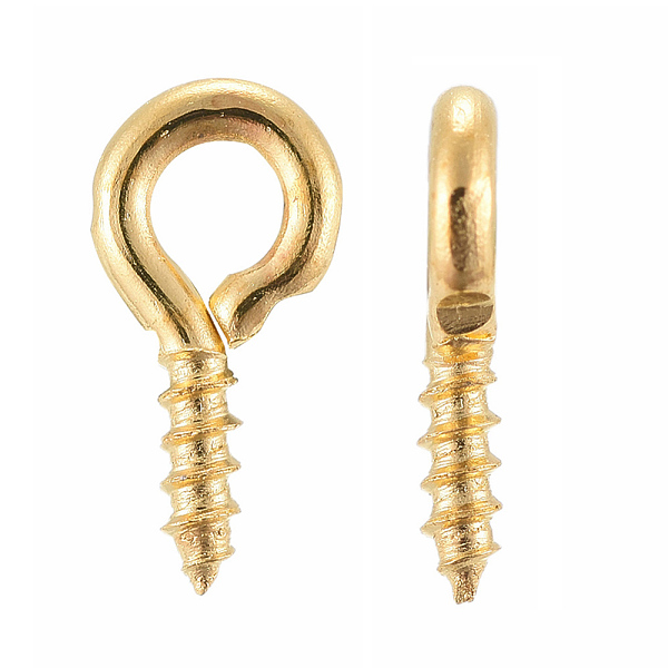 

PandaHall Iron Screw Eye Pin Peg Bails, For Half Drilled Beads, Golden, 8x4x1mm, Hole: 2mm Iron