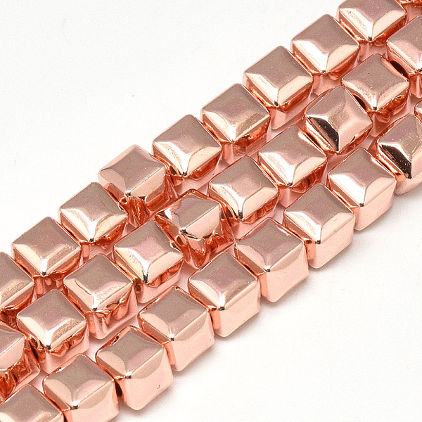 

PandaHall Electroplate Non-magnetic Synthetic Hematite Beads Strands, Cube, Rose Gold Plated, 6x6x6mm, Hole: 2mm, about 70pcs/strand, 16.1...