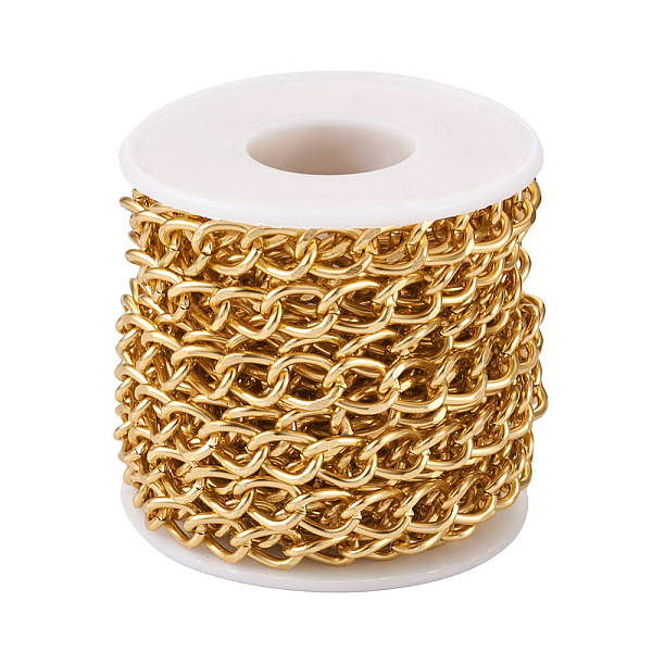 

PandaHall Aluminium Curb Chains, Unwelded, Golden, 11.5x8x1.8mm Aluminum