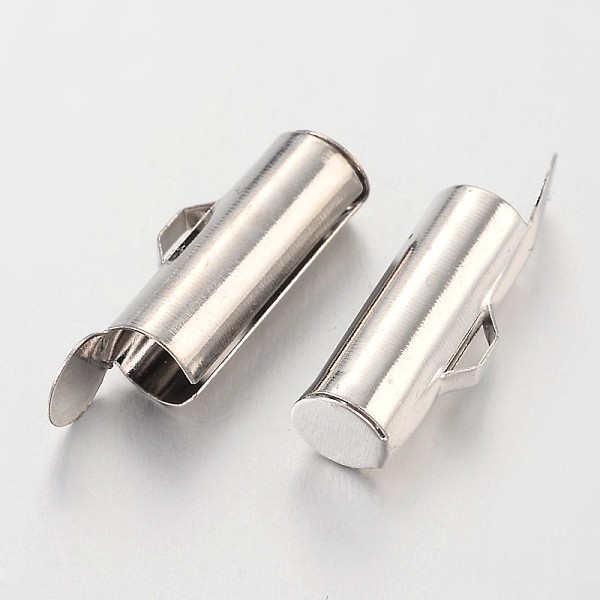 

PandaHall Brass Slide On End Clasp Tubes, Slider End Caps, Platinum, 13.5x4.5mm, Hole: 1mm, Inner Diameter: 2mm Brass