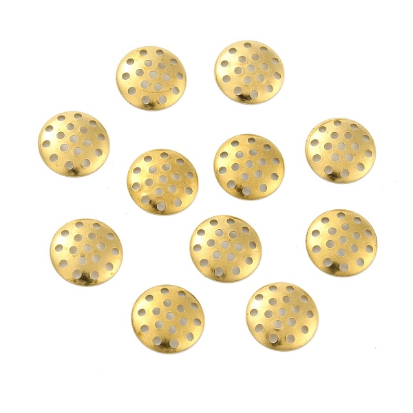 

PandaHall Brass Sieve Findings, Flat Round with Hole, Raw(Unplated), 12x1.5mm Brass Flat Round