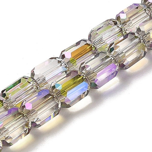 

PandaHall Electroplate Glass Beads Strands, Faceted, Column, Gainsboro, 6x6.5mm, Hole: 1mm, about 72pcs/strand, 20.87''(53cm) Glass Column..., Gray