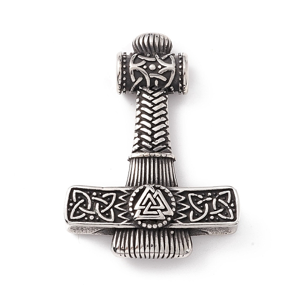 

PandaHall Tibetan Style 304 Stainless Steel Pendants, Hammer, Antique Silver, 48x35.5x10.5mm, Hole: 5mm 303 Stainless Steel Others