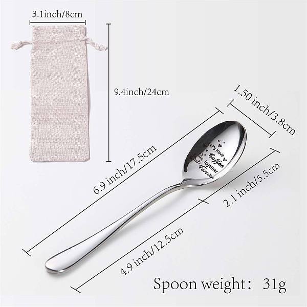 

PandaHall CREATCABIN Engraved Spoons 2pcs Stainless Steel Let's Have Coffee Dinner Flatware Kitchen Utensils Food Grade Cutlery Set Mirror...