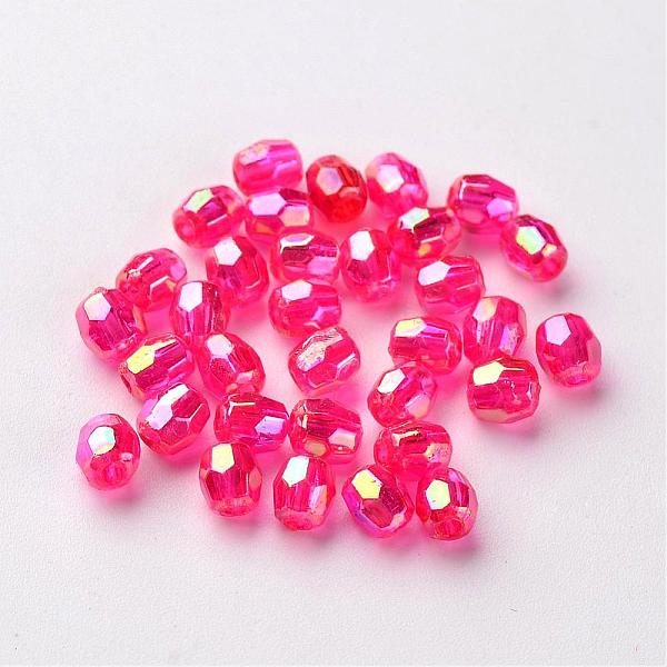 

PandaHall AB Color Plated Eco-Friendly Transparent Acrylic Barrel Beads, Faceted, Fuchsia, 4x4mm, Hole: 1mm, about 13333pcs/500g Acrylic..., Pink