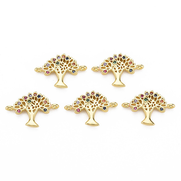 

PandaHall Brass Micro Pave Cubic Zirconia Links, Tree, Colorful, Golden, 13x18.5x2.5mm, Hole: 1mm Brass+Cubic Zirconia Tree