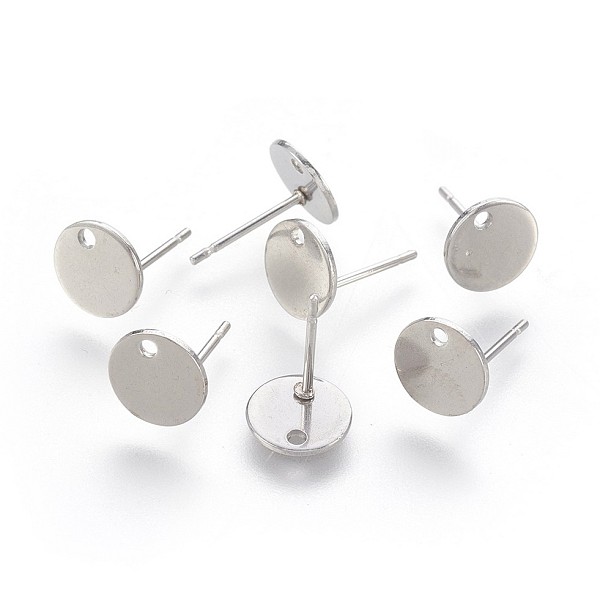 

PandaHall 304 Stainless Steel Stud Earring Findings, with Flat Plate, Flat Round, Stainless Steel Color, 8x0.8mm, Hole: 1.5mm, Pin: 0.8mm...