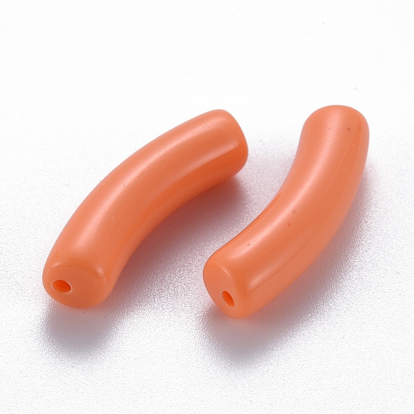

PandaHall Opaque Acrylic Beads, Curved Tube, Coral, 32x9.5x8mm, Hole: 1.8mm Acrylic Tube Red