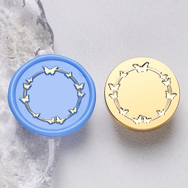 

PandaHall Golden Tone Round Brass Stamp Heads, for Wax Seal Stamp, Wedding Invitations Making, Butterfly, 30x14mm, Hole: 7mm Brass Butterfly