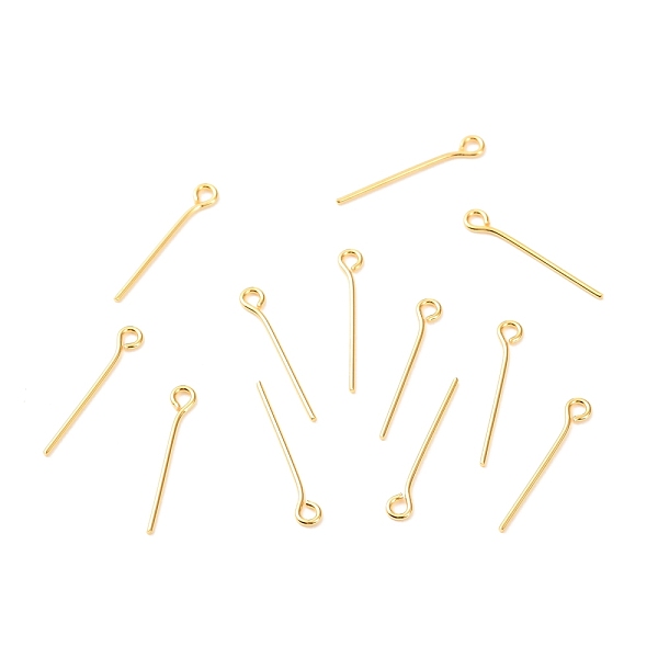 

PandaHall Brass Eye Pins, Real 18K Gold Plated, 19x3x0.7mm, Hole: 1.5mm Brass