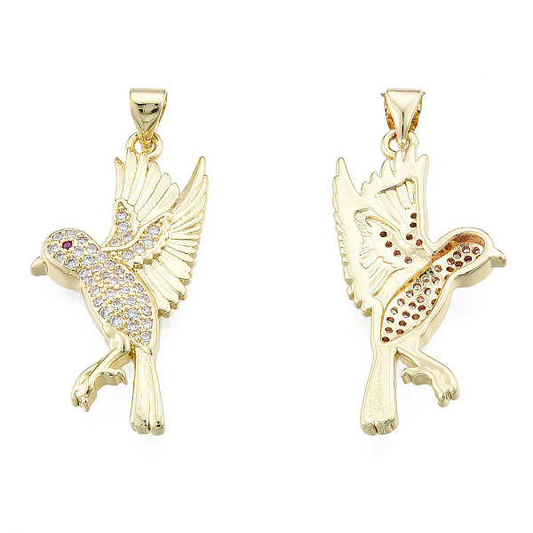 

PandaHall Brass Micro Pave Clear Cubic Zirconia Pendants, with Brass Snap on Bails, Nickel Free, Bird, Real 18K Gold Plated, 32.5x15.5x3.5mm...
