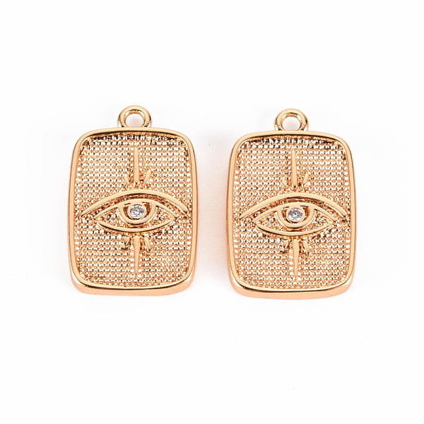 

PandaHall Brass Micro Pave Clear Cubic Zirconia Pendants, Nickel Free, Rectangle with Eye, Real 18K Gold Plated, 16.5x10.5x1.5mm, Hole...