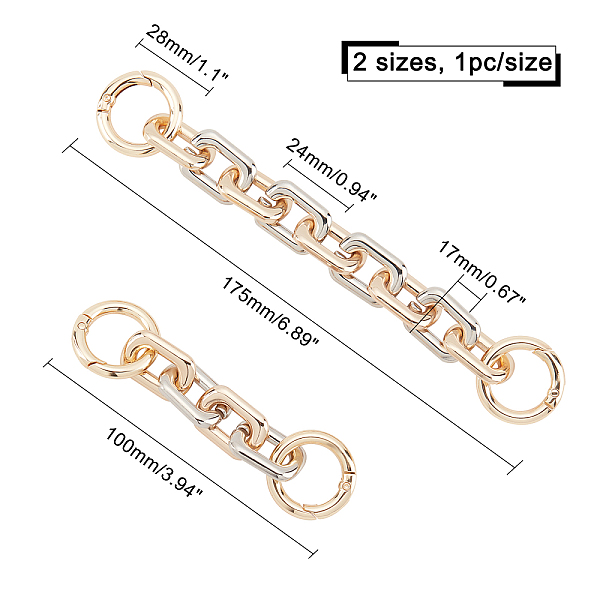

PandaHall CHGCRAFT 2Pcs 2 Style Zinc Alloy Purse Extender Chains, Bag Strap Extender Replacement, Handbag Purse Making Accessory, Mixed...