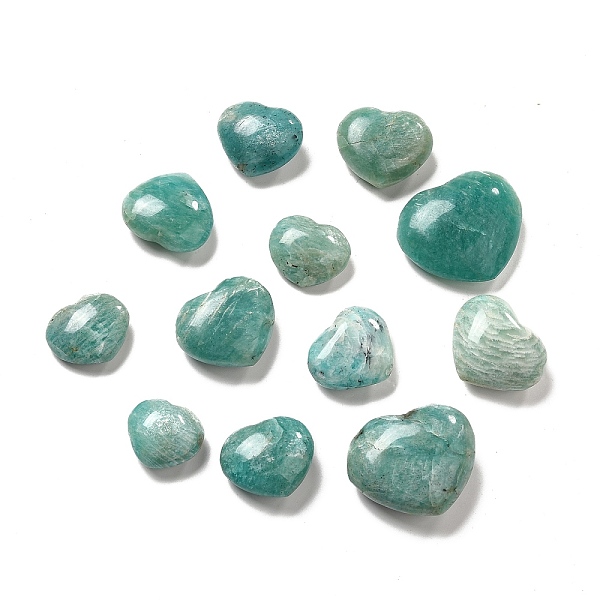 

PandaHall Natural Amazonite Home Heart Love Stones, Pocket Palm Stones for Reiki Balancing, 24.5~41x27.5~49x12~18mm Amazonite Heart