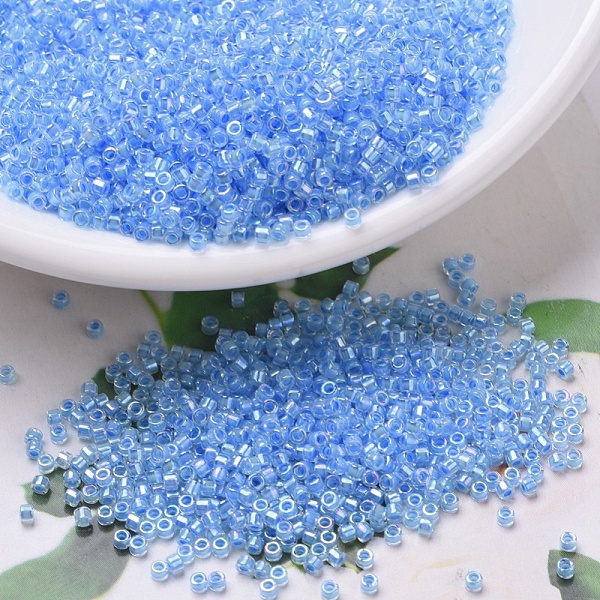 

PandaHall MIYUKI Delica Beads, Cylinder, Japanese Seed Beads, 11/0, (DB0076) Light Blue Lined Crystal AB, 1.3x1.6mm, Hole: 0.8mm, about...