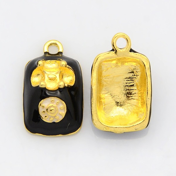 

PandaHall Golden Tone Alloy Enamel Pendants, Telephone Sets, Black, 19x12x7mm, Hole: 2mm Alloy+Enamel Furniture & Appliances Black