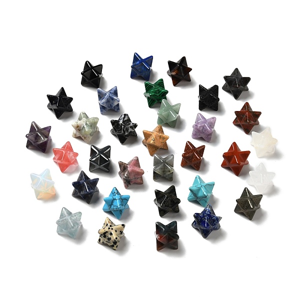 

PandaHall Natural & Synthetic Gemstone Beads, No Hole/Undrilled, Mixed Dyed and Undyed, Merkaba Star, 12.5~13x12.5~13x12.5~13mm Mixed Stone...