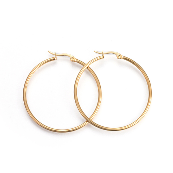 

PandaHall 201 Stainless Steel Big Hoop Earrings, with 304 Stainless Steel Pin, Hypoallergenic Earrings, Ring Shape, Golden, 12 Gauge...