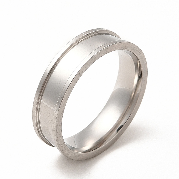 

PandaHall 201 Stainless Steel Grooved Finger Ring Settings, Ring Core Blank, for Inlay Ring Jewelry Making, Stainless Steel Color, Inner...